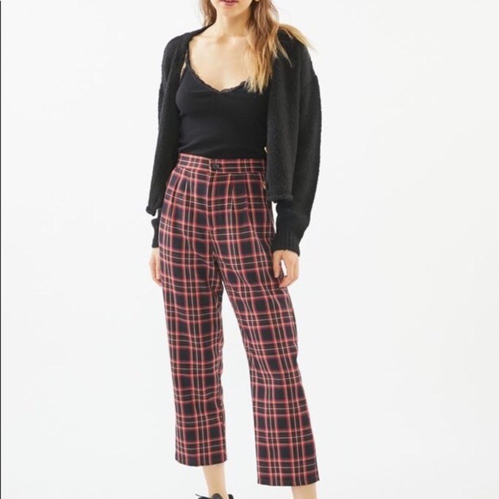 UO high rise red plaid pants